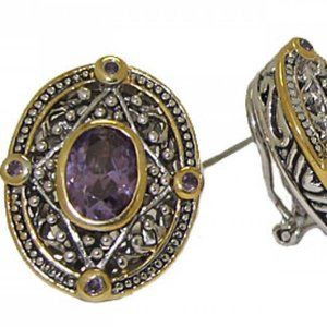 Amethyst Austrian Crystal Stone earrings NEW